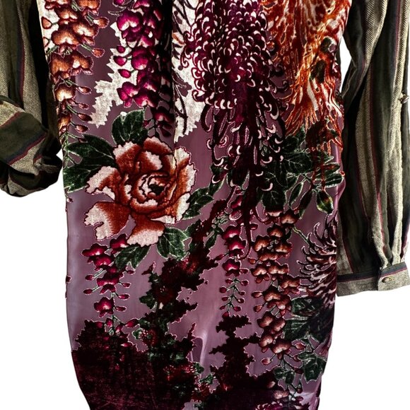 Aratta Silent Journey Button Striped Embroidered Paisley Floral Boho Top Sz M - Picture 4 of 10